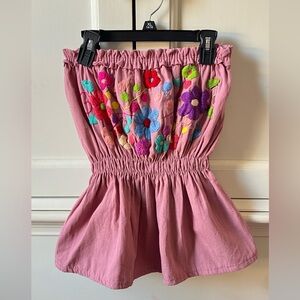 Super cute embroidery strapless top